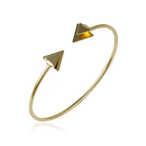 51645-14k gold turkish jewelry double triangle bangles