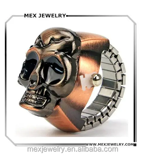Cheap Custom Fashion Antique Gothic Skull Head Finger Biker Ring Watch