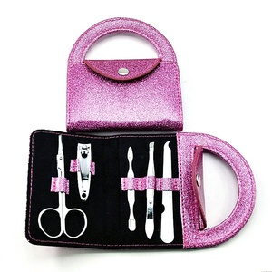 Coffret rond à paillettes rose en acier inoxydable pour le soin des ongles Beauty Lady Girl Cheap Price <span class=keywords><strong>Manucure</strong></span> Gift Kits - Product Image 4