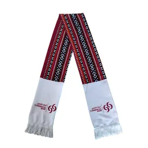 China factory custom 2022 Qatar football scarf football fans scarf advertising logo National Day scarf for Qatar