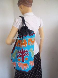 Unisex Cotton Duffel Bag with <b>Drawstring</b> Physiological Curve Back and Interior Slot Pocket <b>Backpack</b> Bag - Product Image 2