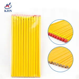 Lápis de madeira amarelo com impressão personalizada, lápis e borracha de alta qualidade 2 #7.5 "barato com logotipo