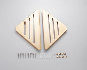 Mensola angolare moderna e resistente da parete per bagno, a doppio livello, con cestello in oro spazzolato - Product Image 6