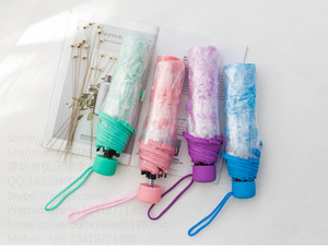 Commercio all'ingrosso carino 3 volte Sakura ombrello trasparente pioggia ragazze chiaro POE fiori pieghevoli Pvc Sakura ombrello trasparente - Product Image 6