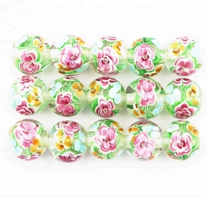 El yapımı 20mm çiçek Lampwork cam boncuk yuvarlak odak boncuk kadın takı ve zanaat yapımı için 5mm delik ile - Product Image 3