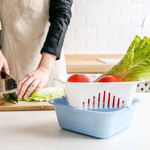 Cuisine <span class=keywords><strong>Double</strong></span> Panier De Vidange pour laver les légumes et Fruits Bol pour Cuisine Salon - Product Image 4