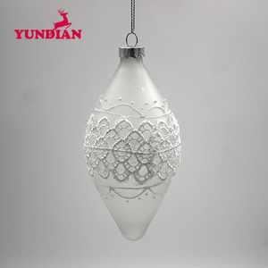 Vente en gros 80mm blanc dépoli <span class=keywords><strong>boule</strong></span> ornement de haute qualité en forme d'olive décoration décorative suspendue pour arbre de Noël - Product Image 5