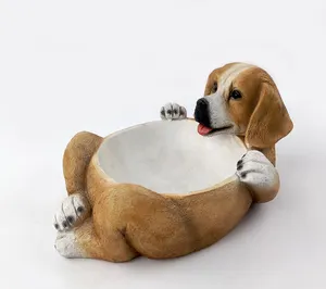 Vaso de resina decorativo, em forma de cachorro, pote para decoração