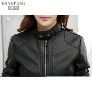 TONGYANG 2018 moda nueva chaqueta de mujer moda europea chaqueta de cuero Pimkie limpieza solo PU cuero motocicleta Mujer - Product Image 4