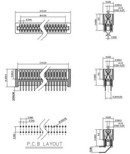 2*8P Trò chơi giao diện điều khiển khe cắm <span class=keywords><strong>2.54mm</strong></span> V/t PCB thẻ cạnh kết nối - Product Image 4