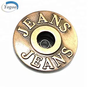 Hot Verkoop Custom Nickle Gratis Logo Gegraveerde Koperen Metalen Knop voor Jeans/Broek