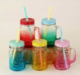 16 Oz Large Bouche Verre Coloré Tasse Mason Pot Tasses Ensemble - Product Image 5