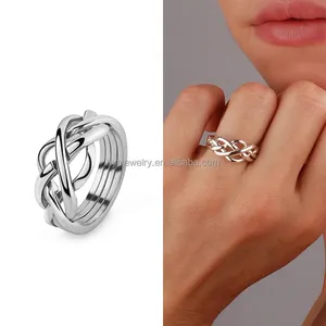 OEM ODM定制批发纯银戒指最新珠宝设计拼图戒指