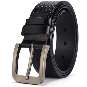 Italian Style Elegant Vegan Color Stamp Pin buckle Real Leather Mens Belts On Sale