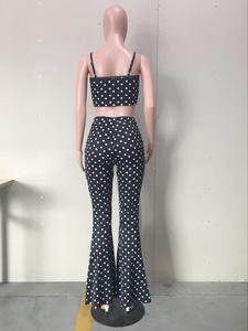 Spaghetti Crop Top En Polka Dot Flare Broek Set 2 Stuk Outfits Voor Vrouwen - Product Image 4