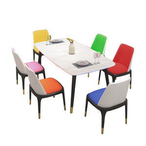 Home Furniture <strong>Marble</strong> <strong>Round</strong> <strong>Dining</strong> <strong>Table</strong> <strong>Set</strong> Features Soft PU Mattress <strong>4</strong> Chairs or 6 Chairs Solid Wood Frame - Product Image 1