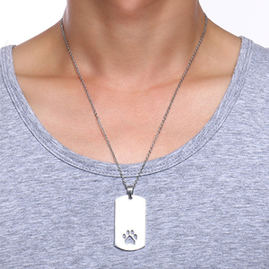 Collar con etiqueta con estampado de pata, joyería colgante grabada personalizada para amantes de las mascotas, recuerdo conmemorativo, regalo para hombres y mujeres - Product Image 4