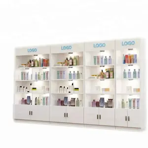 Nail polish display cabinets wooden cosmetic stand salon stations