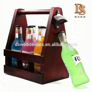 <span class=keywords><strong>Handmade</strong></span> bằng gỗ 6-Pack bia tàu sân bay với xử lý và kim loại mở chai tùy chỉnh bia chủ cho mát hiển thị lưu trữ - Product Image 2