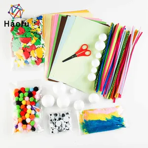 Haolu Crafts Supplies Set Which Includes Pipe Cleaners Chenille Stem,Pompoms,Googly Eyes ,feathers, foam for School Art Projects