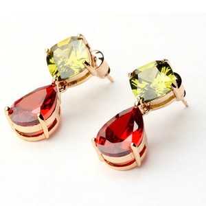 Teemi mayorista Mona Lisa18K Champange / oro rosa plateado Multicolor AAA circonio cúbico Mujeres Waterdrop cuelga los pendiente - Product Image 3