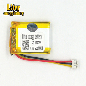 Socket 2.0-3 P 3.7 V 602035 500 mah lipo battery Rechargeable solar li ion polymer lithium battery with PCM - Product Image 2