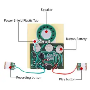 Modulo sonoro registrabile per biglietto di auguri, fotosensibile suono suono audio musica registrabile bordo registratore di chip pro