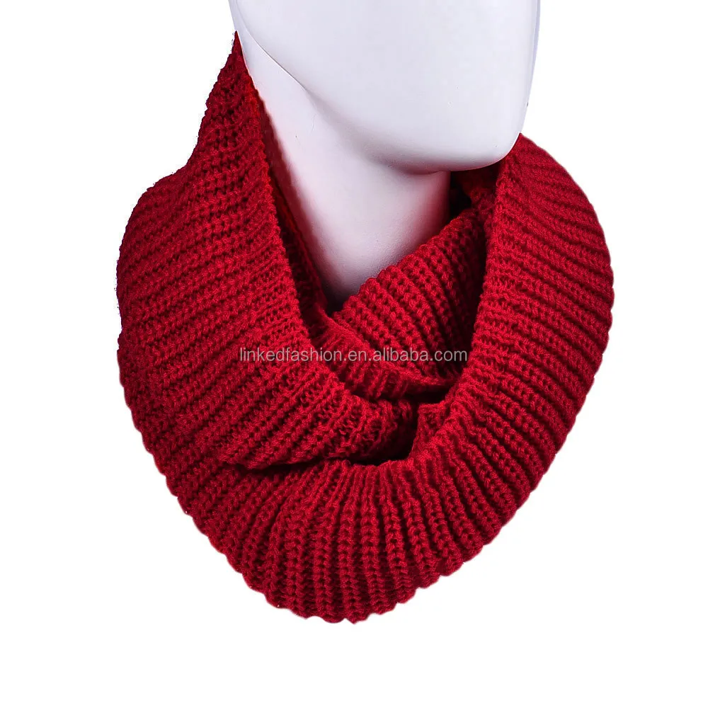 Bufanda de invierno con anillo de Cable para mujer, bufandas Infinity tejidas, cuello cálido, 12 colores