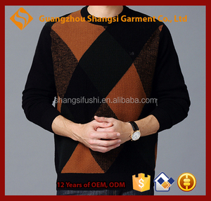 M2017 vente chaude Hommes 12GG <span class=keywords><strong>cachemire</strong></span> col rond vérifié patter ordinateur chandail tricoté guangzhou - Product Image 2