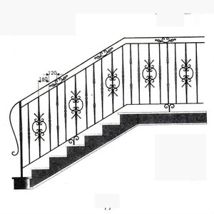 Rampe d'<span class=keywords><strong>escalier</strong></span> intérieure en <span class=keywords><strong>fer</strong></span> <span class=keywords><strong>forgé</strong></span> / Rampe d'<span class=keywords><strong>escalier</strong></span> préfabriquée en métal - Product Image 3