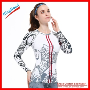 Pro Sublimación Tela Lycra Desgaste de la Aptitud de Compresión de Manga Larga Running Camisetas Para Las Mujeres - Product Image 1