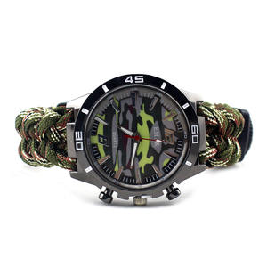 다기능 야외 캠핑 생존 팔찌 시계 나침반 구조 로프 파라코드 장비 도구 키트 낙하산 팔찌 - Product Image 3