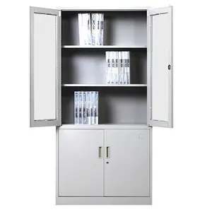 Cheap vintage metal lockable heavy duty cupboard with glass doors