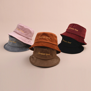 Sombrero de <span class=keywords><strong>pescador</strong></span> de etiqueta privada personalizado de precio de fábrica de calidad de marca sombrero de cubo de pana liso para hombres y mujeres - Product Image 3