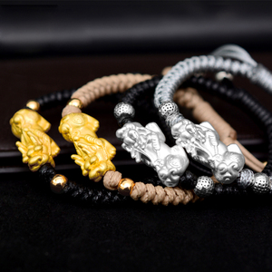 LONGJIE <span class=keywords><strong>Factory</strong></span> wholessales Fashion Design 999 argento bracciale Pixiu tessuto gioielli corda braccialetto per gli uomini - Product Image 4