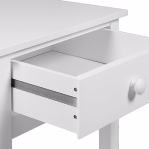 White Wood Bedside <strong>Drawer</strong> with Shelf Cabinet <strong>Side</strong> <strong>Table</strong> Storage Unit - Product Image 3