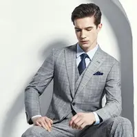 Custom Office Suits for Men, Slim Fit, Grey Checks Coat