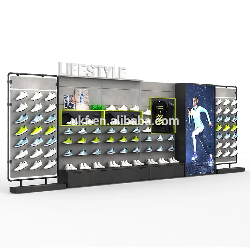 Présentoir mural de chaussures de sport en bois, chaussures de détail en bois, pour magasin