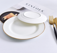 Ensemble d'assiettes rondes en or fin,, pour gâteau, desserts en porcelaine
