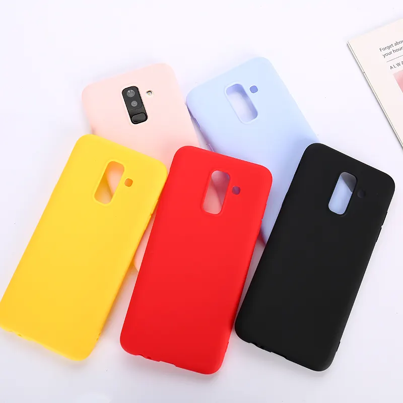 for Galaxy phone cases A5 Ultra-thin Clear Silicon TPU Soft Cover Case For Samsung J4 J6 Plus J8 A8 A6 A7 Candy Color Back Cover