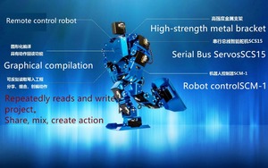 17 DOF Biped <span class=keywords><strong>robotica</strong></span> <span class=keywords><strong>educativa</strong></span> robot umanoide <span class=keywords><strong>kit</strong></span> staffa/struttura in alluminio/robot parti di DIY - Product Image 4