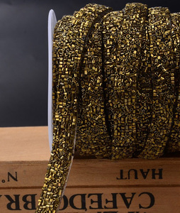 Materiale di design in vetro con strass di perline in pizzo tessuto Applique nastro avvolgente colletto da te bordato abiti ferro su 1cm - Product Image 6