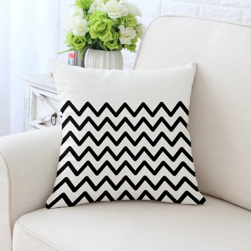 Amazon hot selling White and black Stripe design decorative cushion covers throw pillow