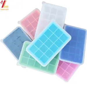 Ice Cube Tray Free Silicone Mold Wholesale Ice Cream Tools Making Cake 2019 Custom Food Grade Silicone with Lid, 15 Cavities