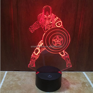 STL-Lámpara LED 3D de Marvel para niños, lámpara de ilusión de superhéroe 3D, regalo para niños, guerra Civil, Capitán América - Product Image 2