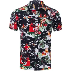 Camisa de praia masculina, 100 poliéster, para o verão, respirável