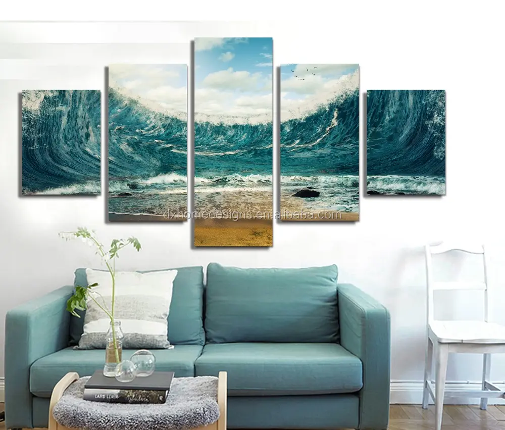 Fine 5 Panels Ocean Canvas Print Hotel Decorative Canvas Wall Art Seascapes Painting