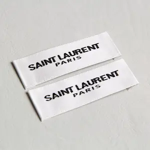 Free Design Service Folded Or Flat Sewing Neck Label Personalized Clothing Garment Tags Satin Woven Labels Custom