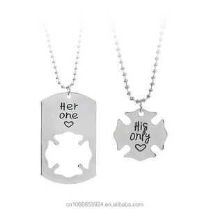 "Her One His Only" Matching Necklace Key chains Set His&Hers Couples Gift Pendant Necklace Set for Lover Valentine's Day Gift
