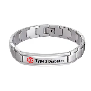 Type 2 Diabetes Symbool Armbanden Rvs voor Mannen & Vrouwelijke Gezondheid Mode-sieraden Armband